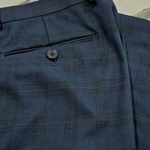 Alfani Slim Fit 34x30 Dress Pants, Blue & Black Plaid